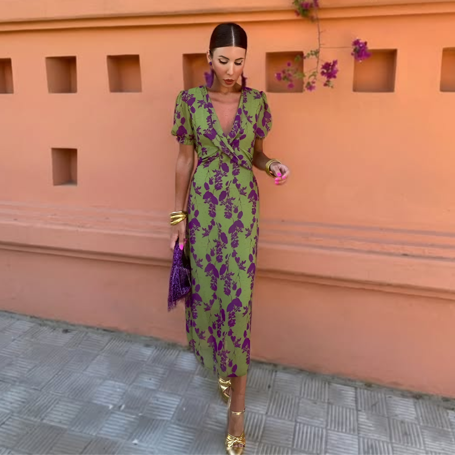Manon | Robe Longue Fleurie Verte