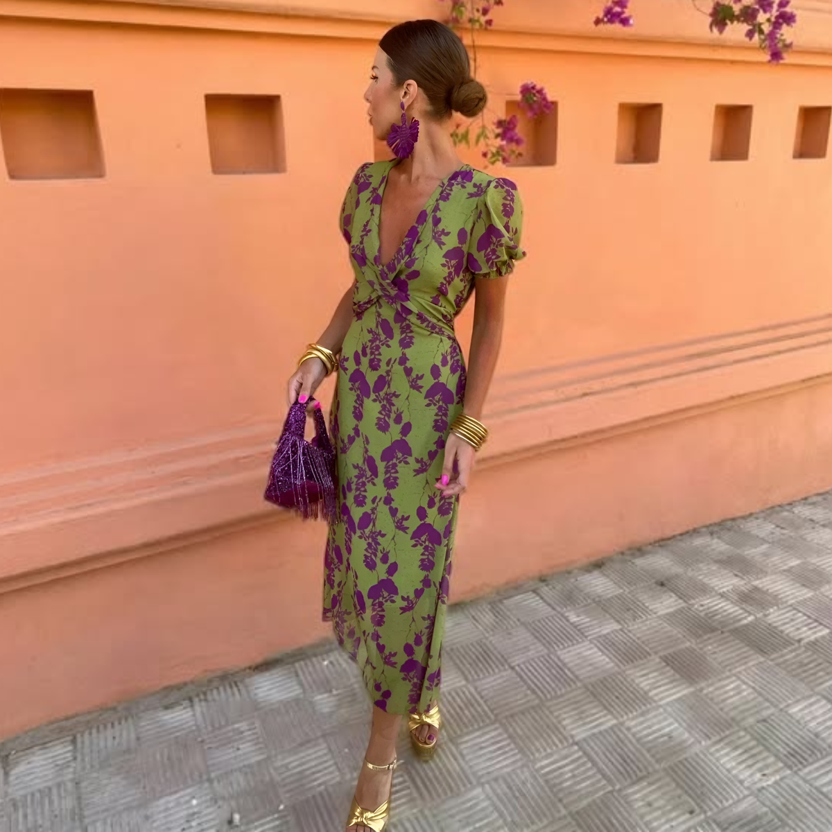 Manon | Robe Longue Fleurie Verte