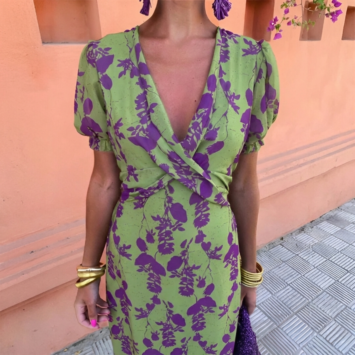 Manon | Robe Longue Fleurie Verte
