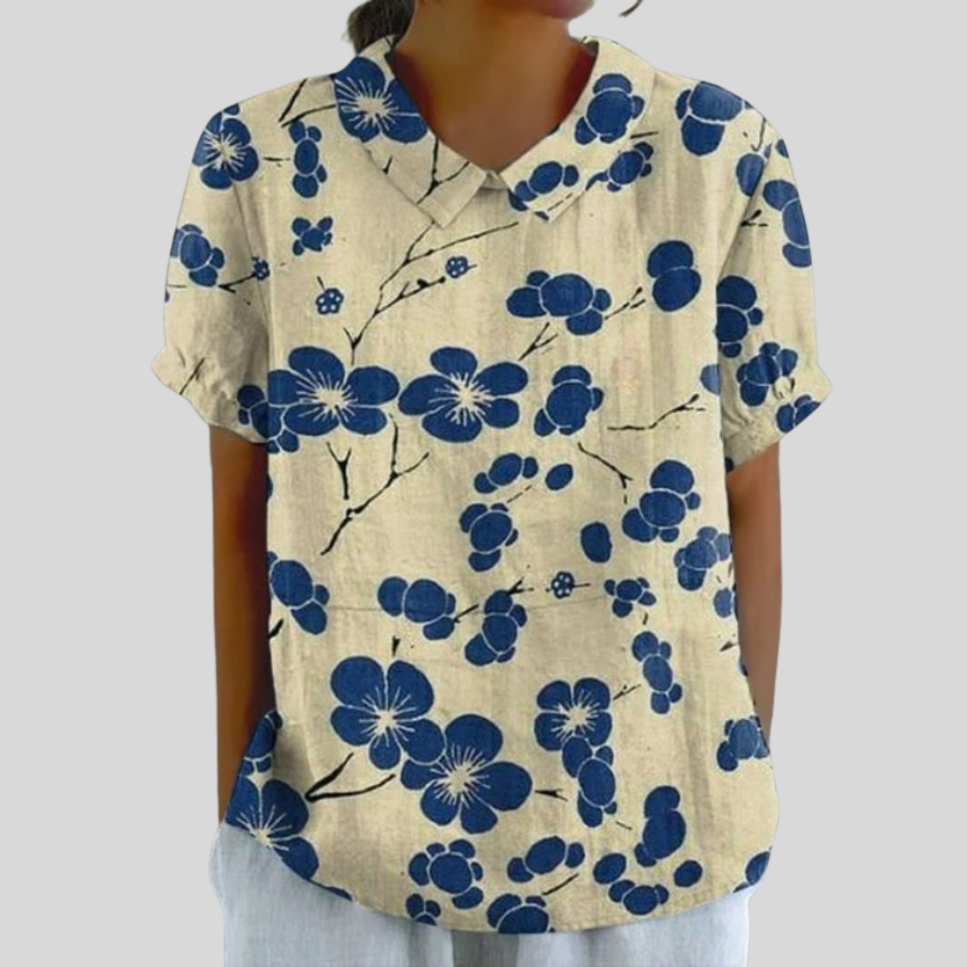 Delphine | Blouse Florale Contrastée