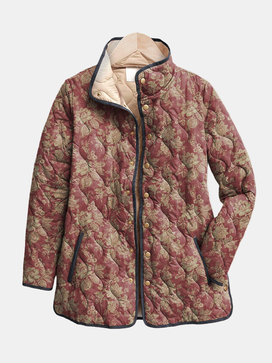 Sophie | Veste Matelassée Damas Prune