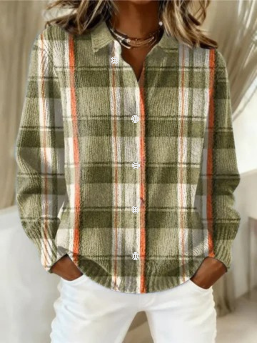 Sylvie | Cardigan Carreaux Vert Mousse