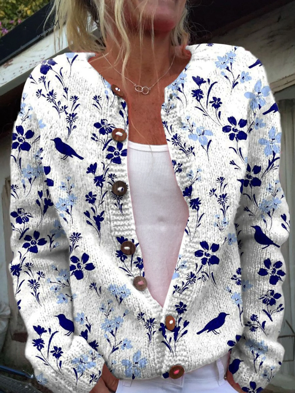 Léa | Cardigan Oiseaux et Fleurs