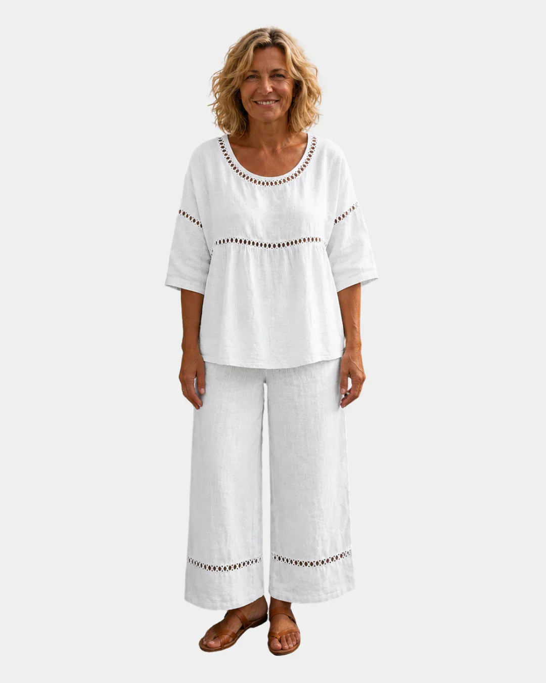 Bonne | Ensemble frais avec blouse et pantalon assortis