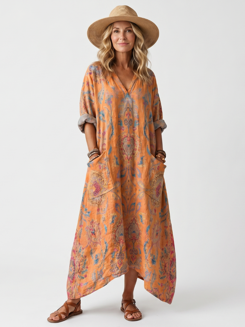 Sophie | Robe Midi Imprimée à Poches