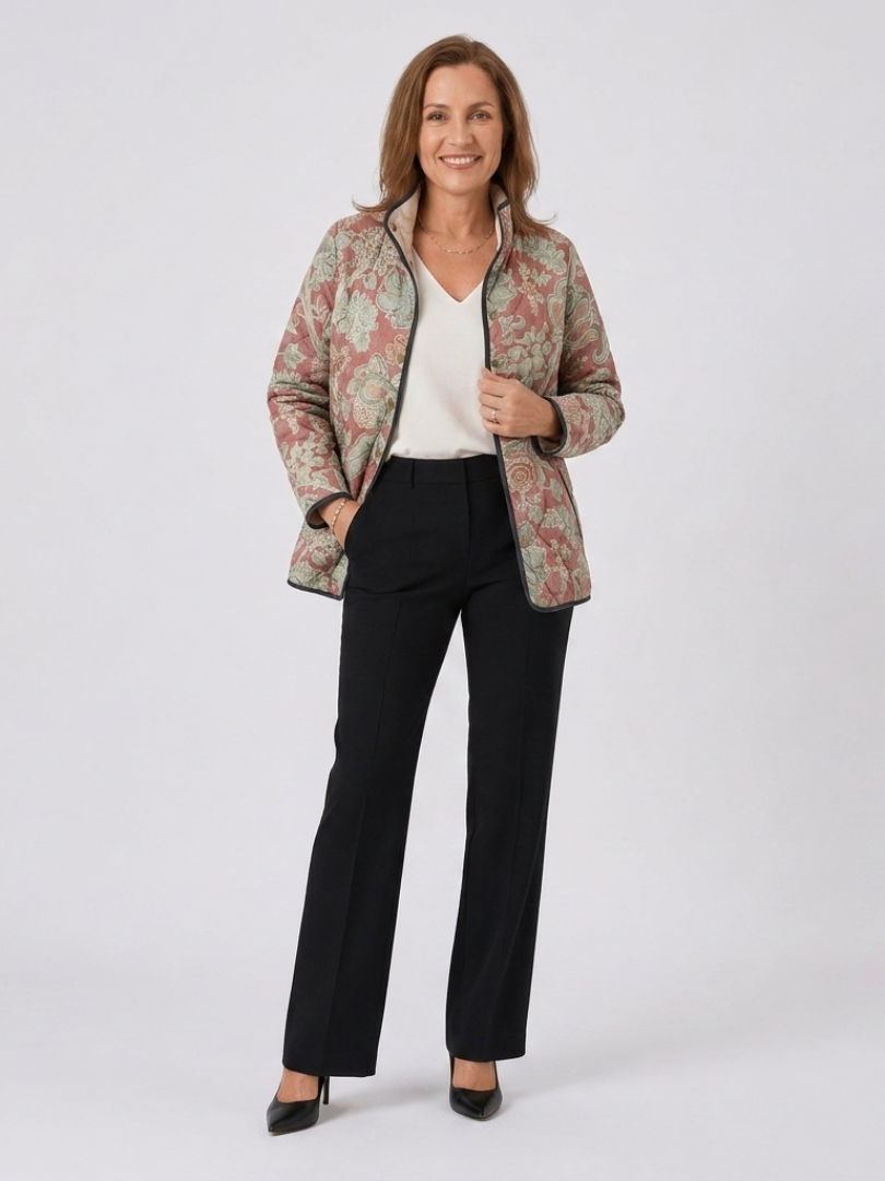 Pauline | Veste Matelassée Damas Terracotta