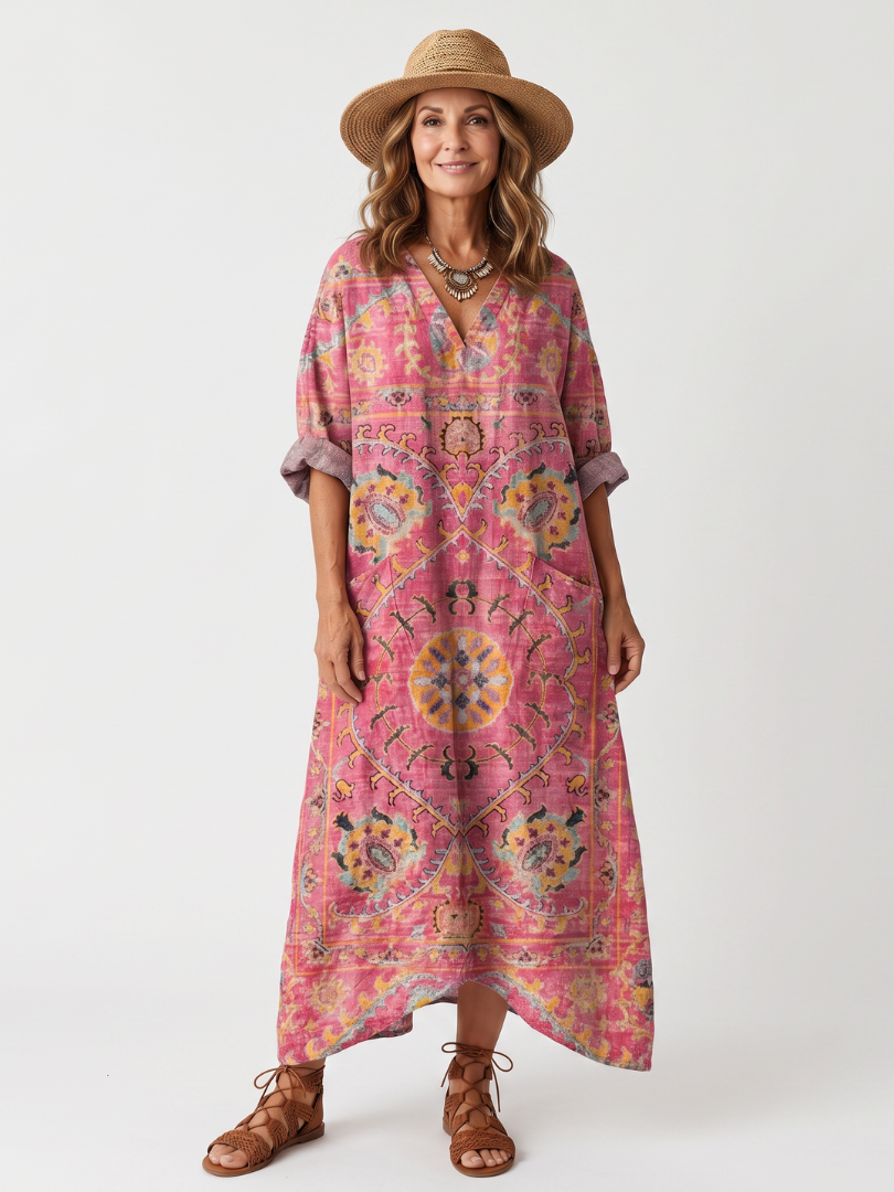 Margot | Robe Midi Imprimée à Poches