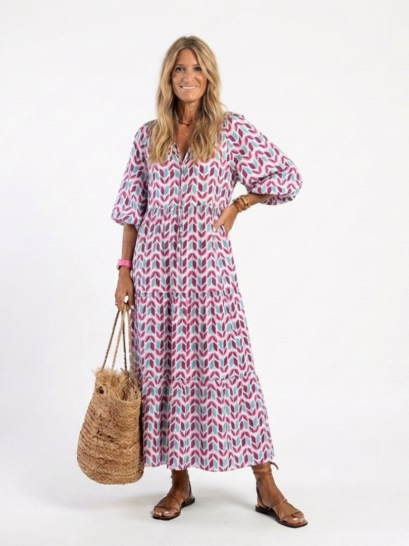 Mireya | Robe Maxi Bohème Imprimé Géométrique