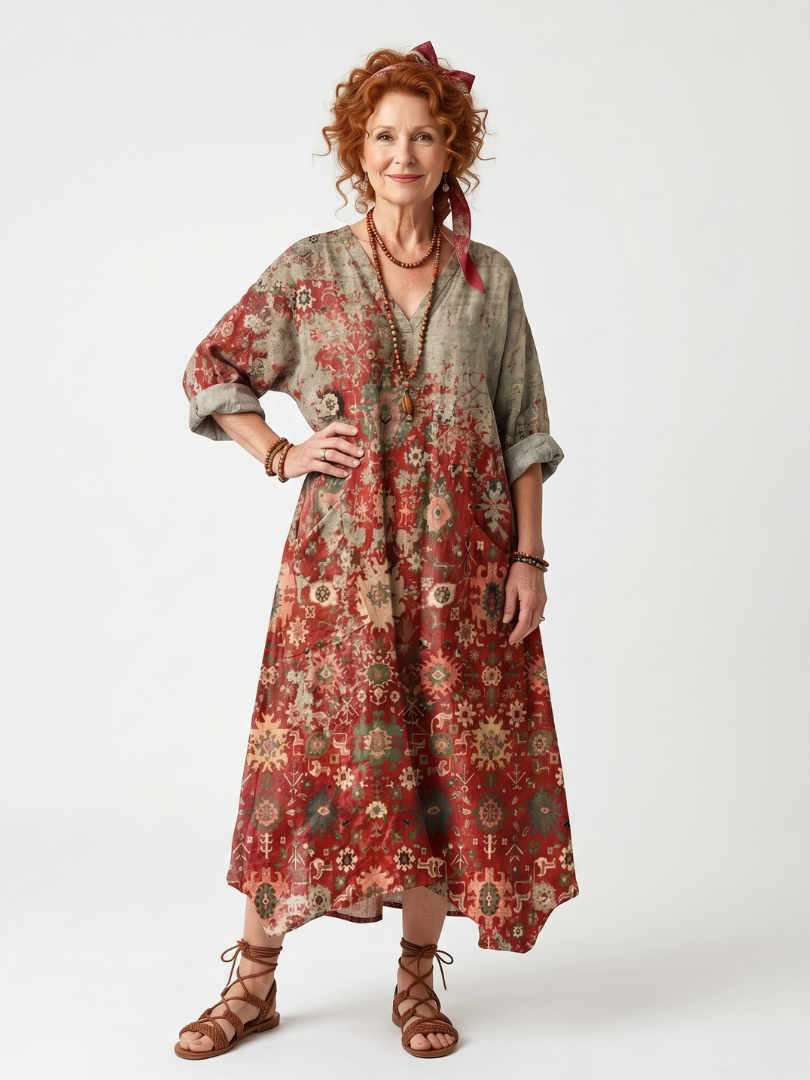 Sylvie | Robe Midi Imprimée à Poches