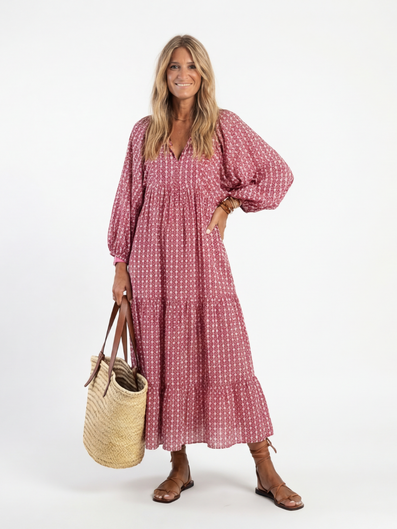 Léonie | Robe Maxi Bohème Imprimé Douceur