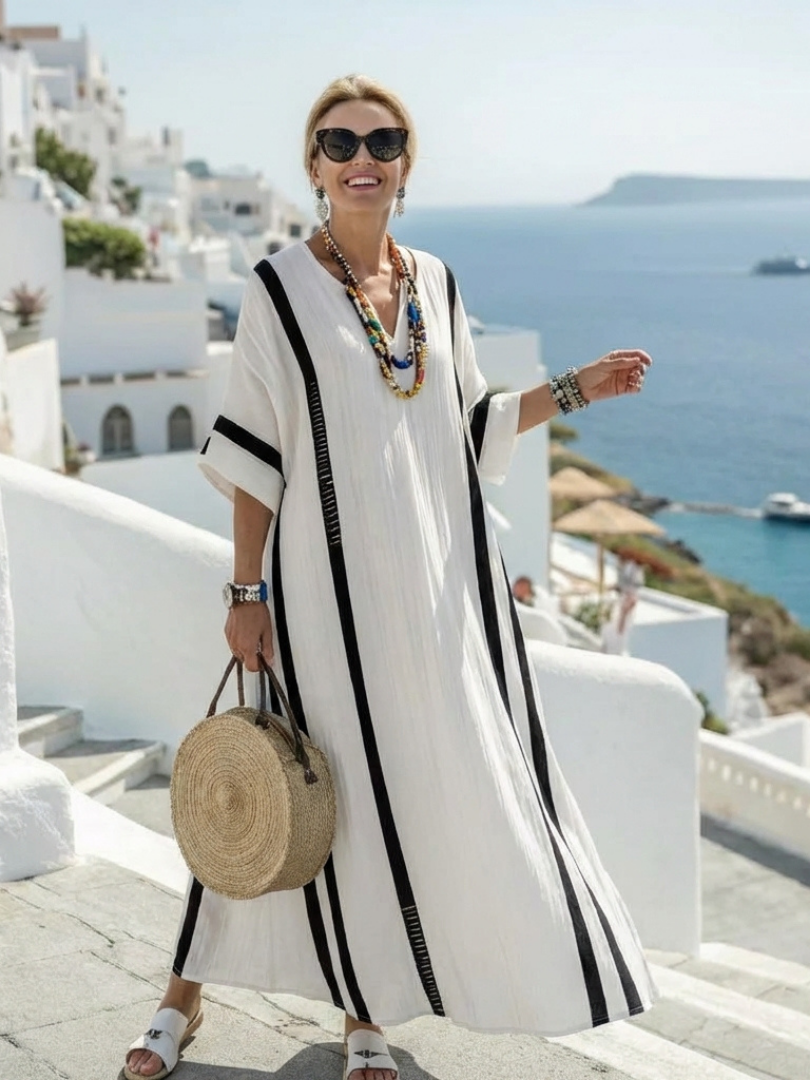 Elvienne | Robe Maxi à Manches Courtes