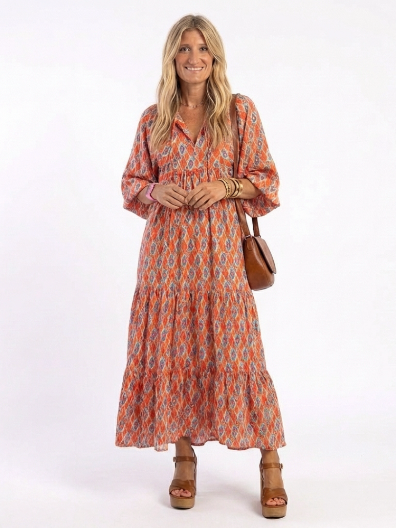 Amara | Robe Midi à Imprimé Géométrique