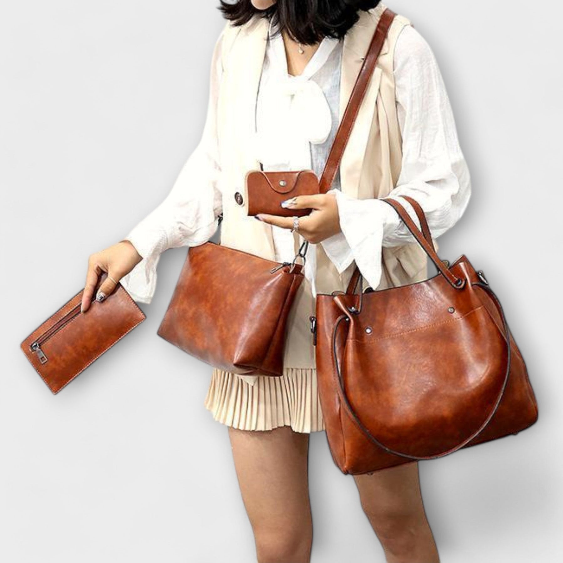 Émilie | Ensemble 3 Pièces Sac & Pochette Élégance Vintage