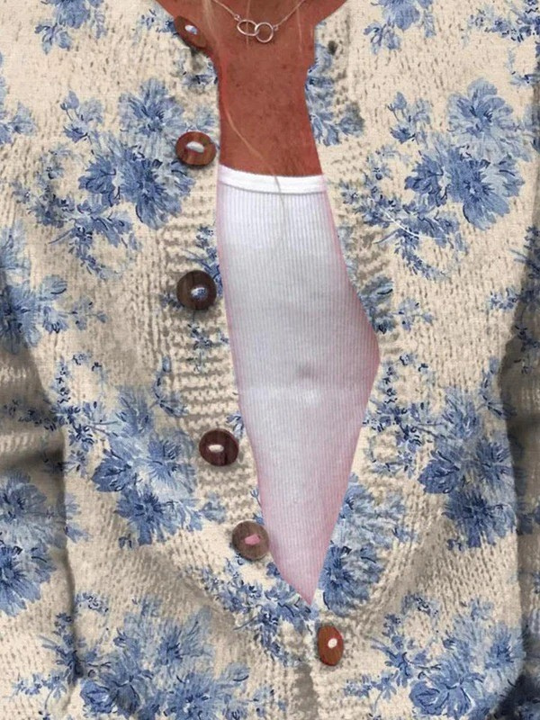 Claire | Cardigan Fleurs Bleues