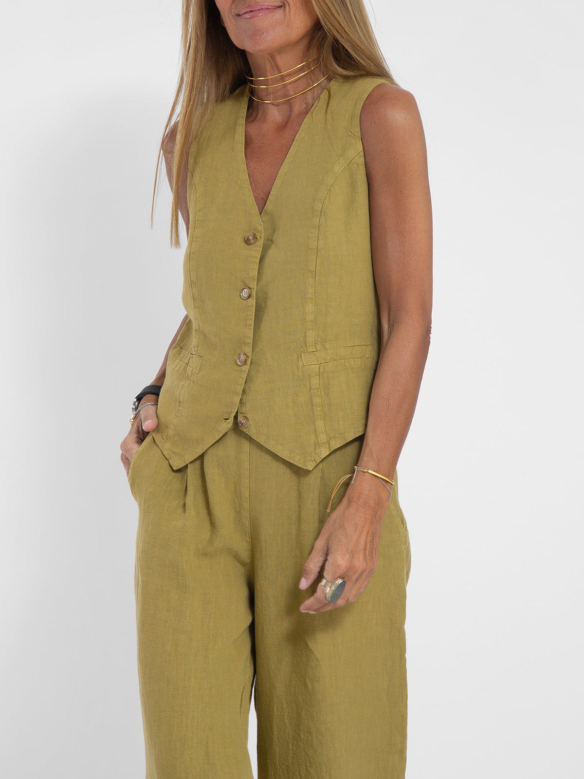 Aira - Ensemble Gilet Boutonné & Pantalon Large