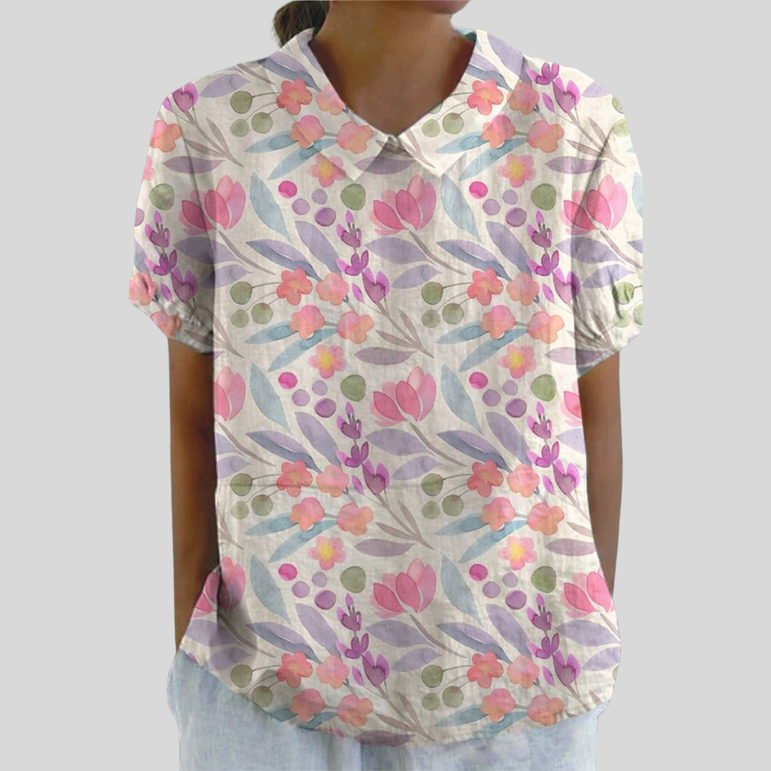 Aurélie | Blouse Motif Floral Graphique