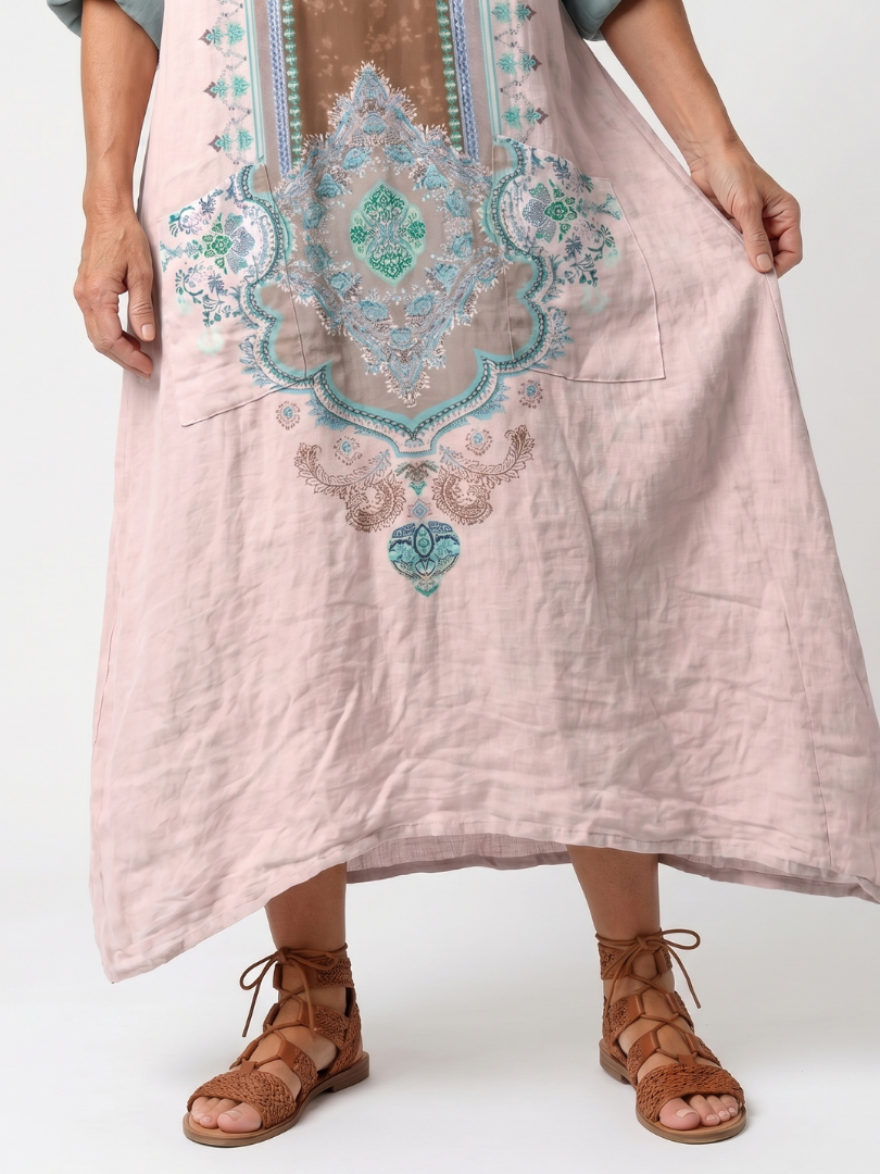 Mathilde | Robe Midi Brodée à Poches