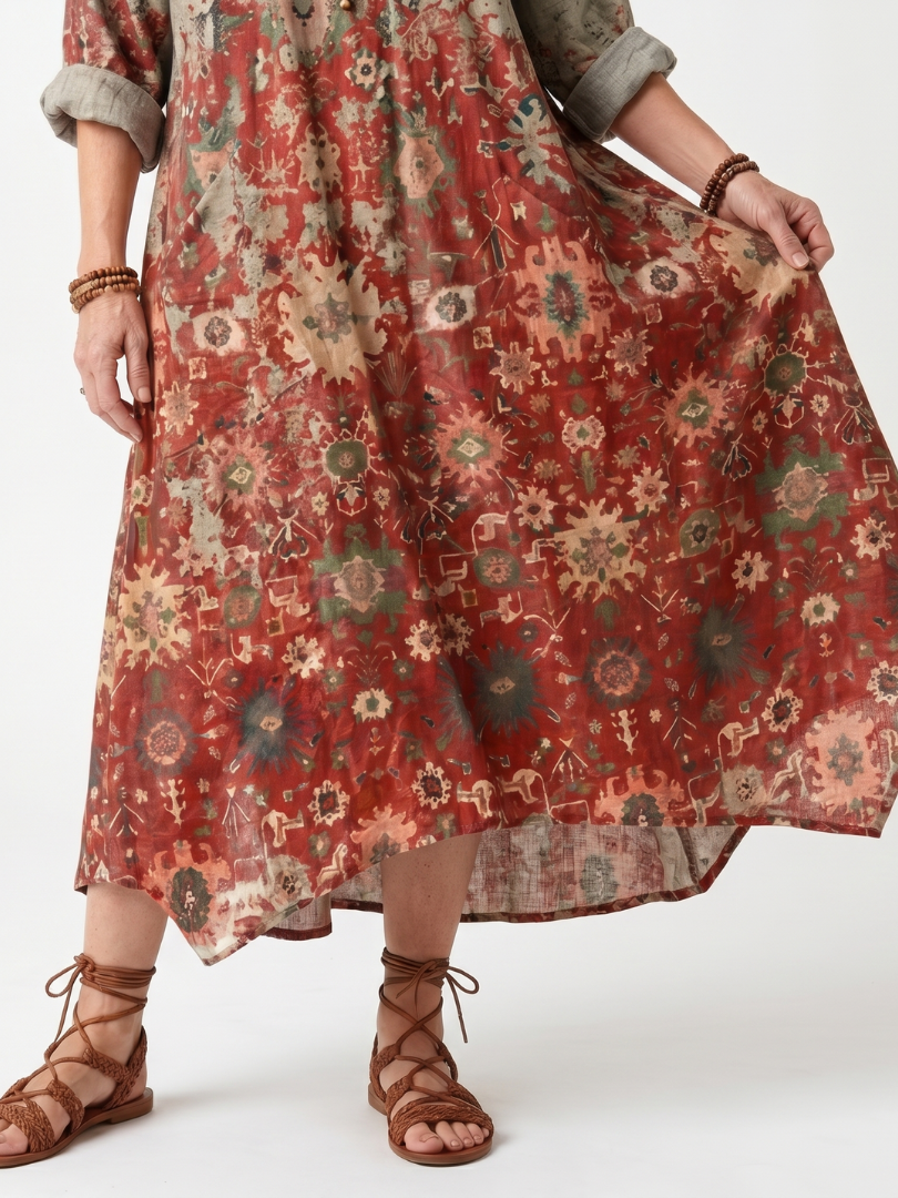 Sylvie | Robe Midi Imprimée à Poches