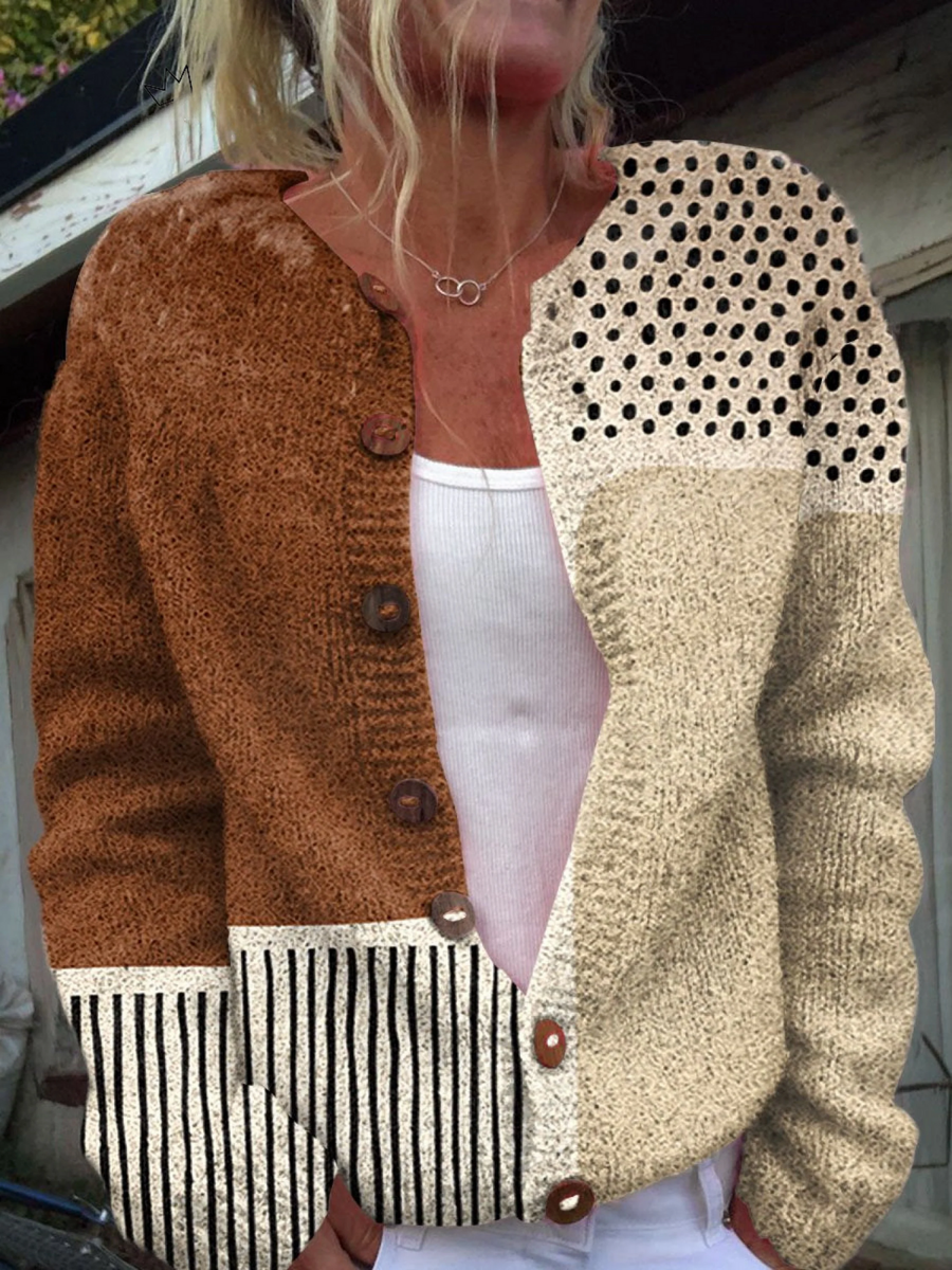 Catherine | Cardigan Colorblock Terracotta