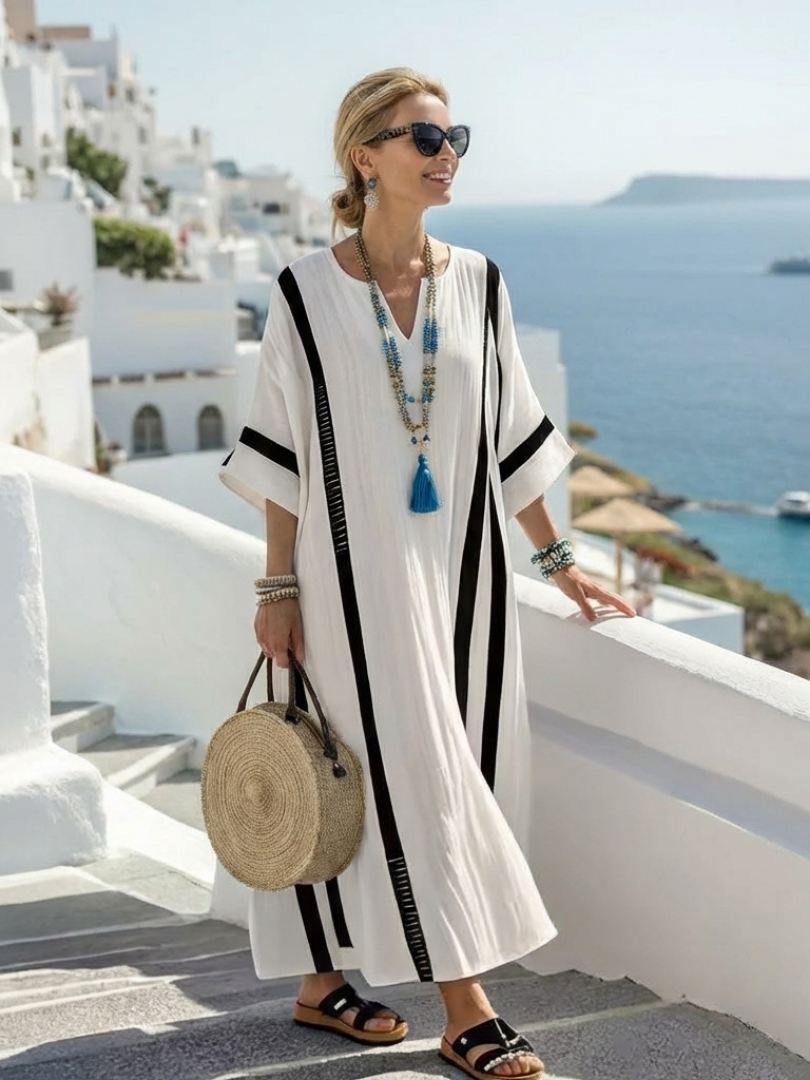 Elvienne | Robe Maxi à Manches Courtes