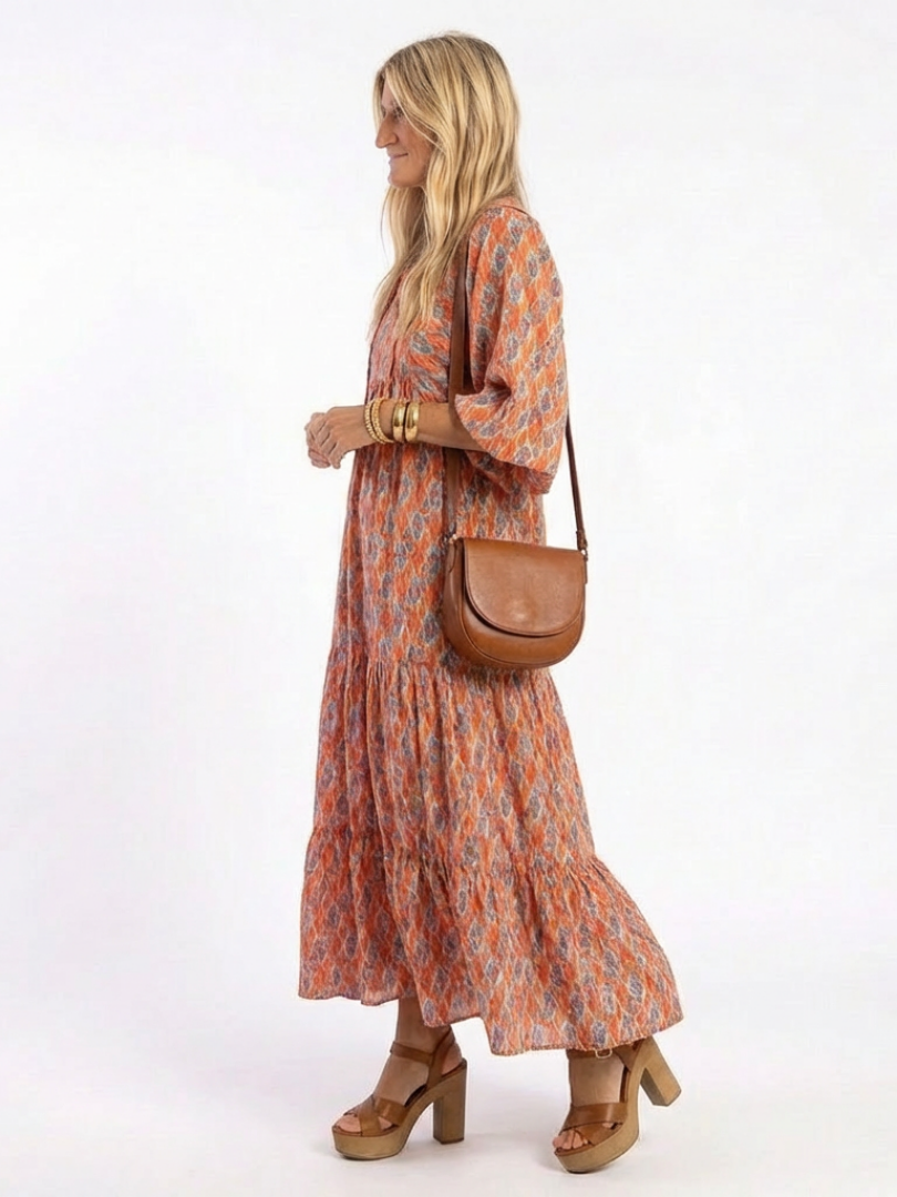 Amara | Robe Midi à Imprimé Géométrique