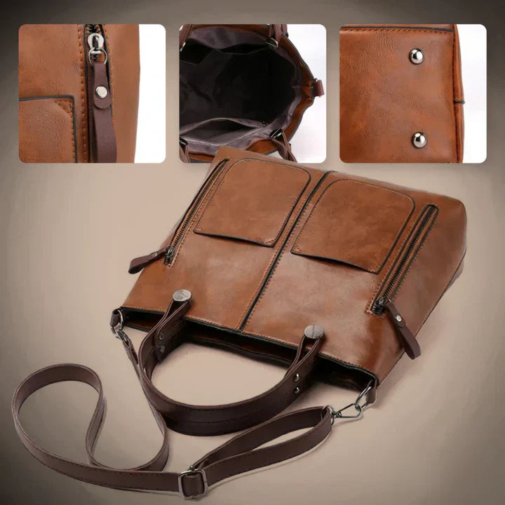 Amandine | Sac Cabas Multi-Poches Cuir Vintage