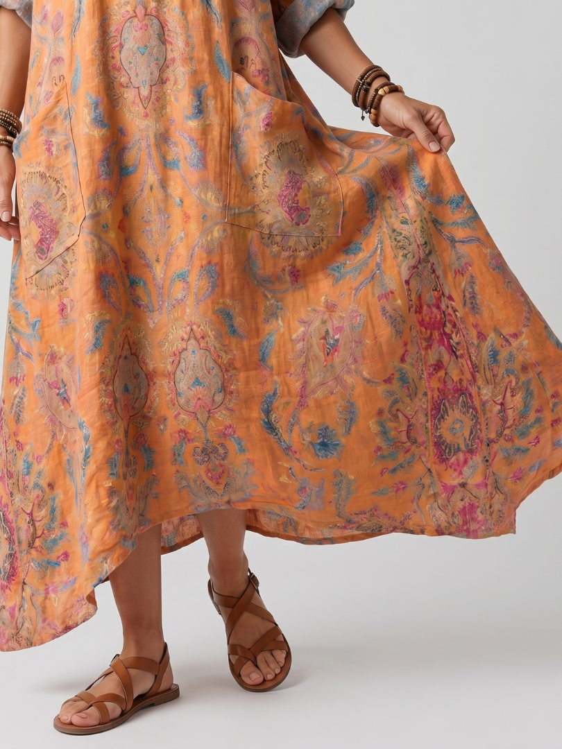 Sophie | Robe Midi Imprimée à Poches