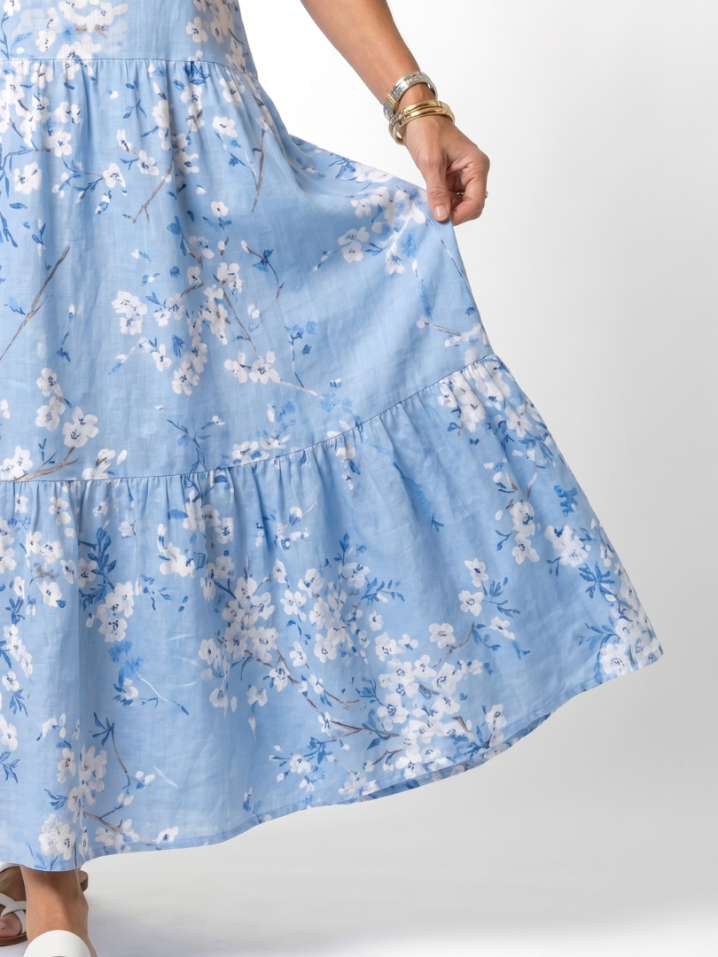 Michèle | Robe Midi Fleurie à Pompons