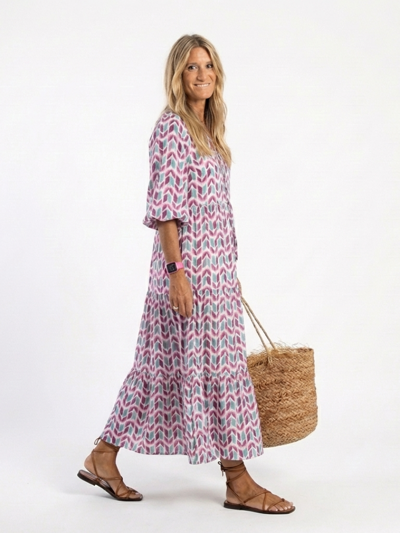 Mireya | Robe Maxi Bohème Imprimé Géométrique