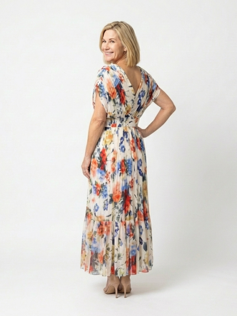 Savannah | Robe Midi Fleurie Plissée