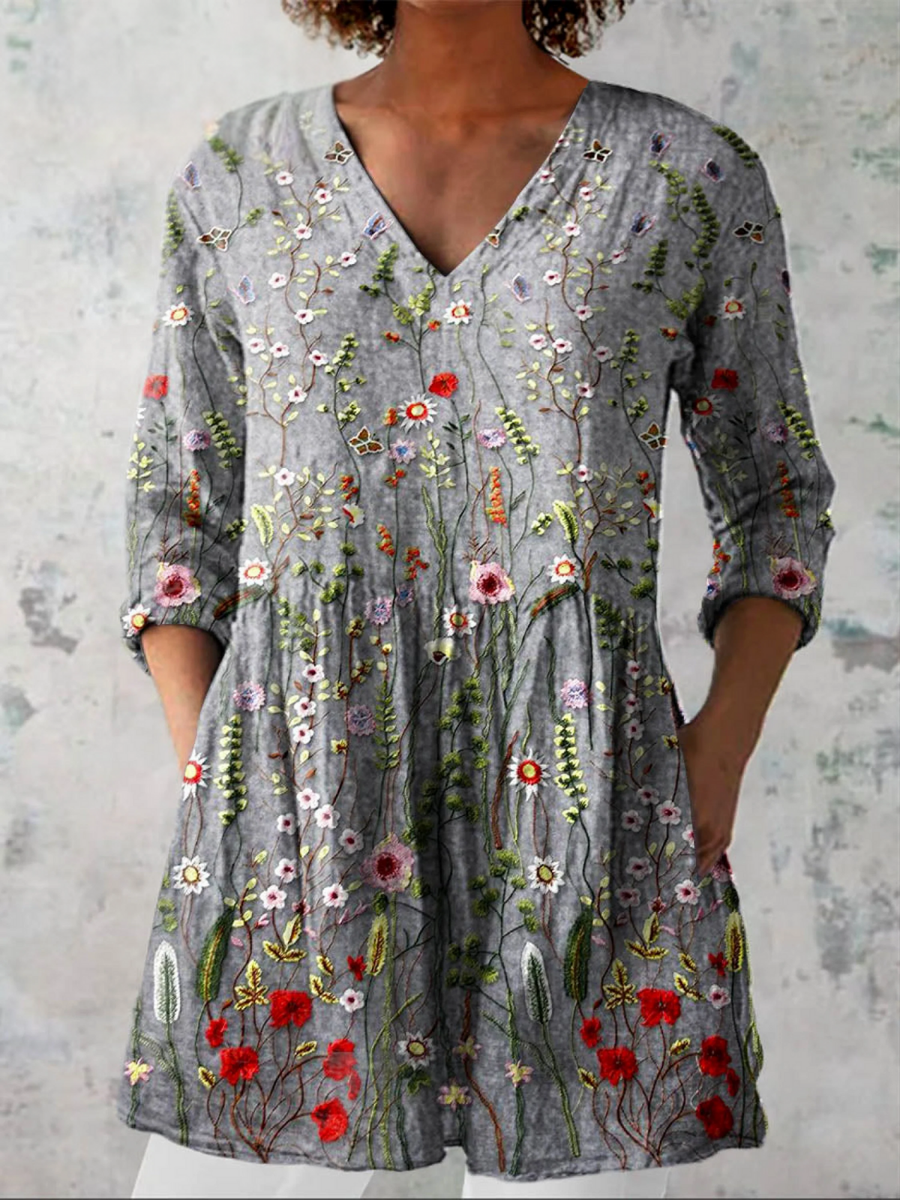 Manon | Blouse Longue Décolleté V Fluide