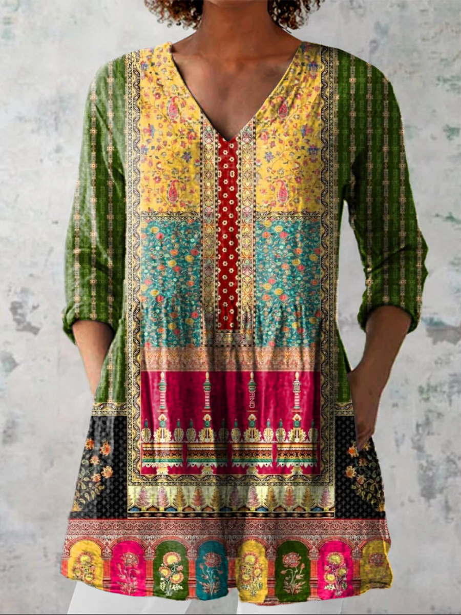 Martine | Blouse Longue Col V Fluide
