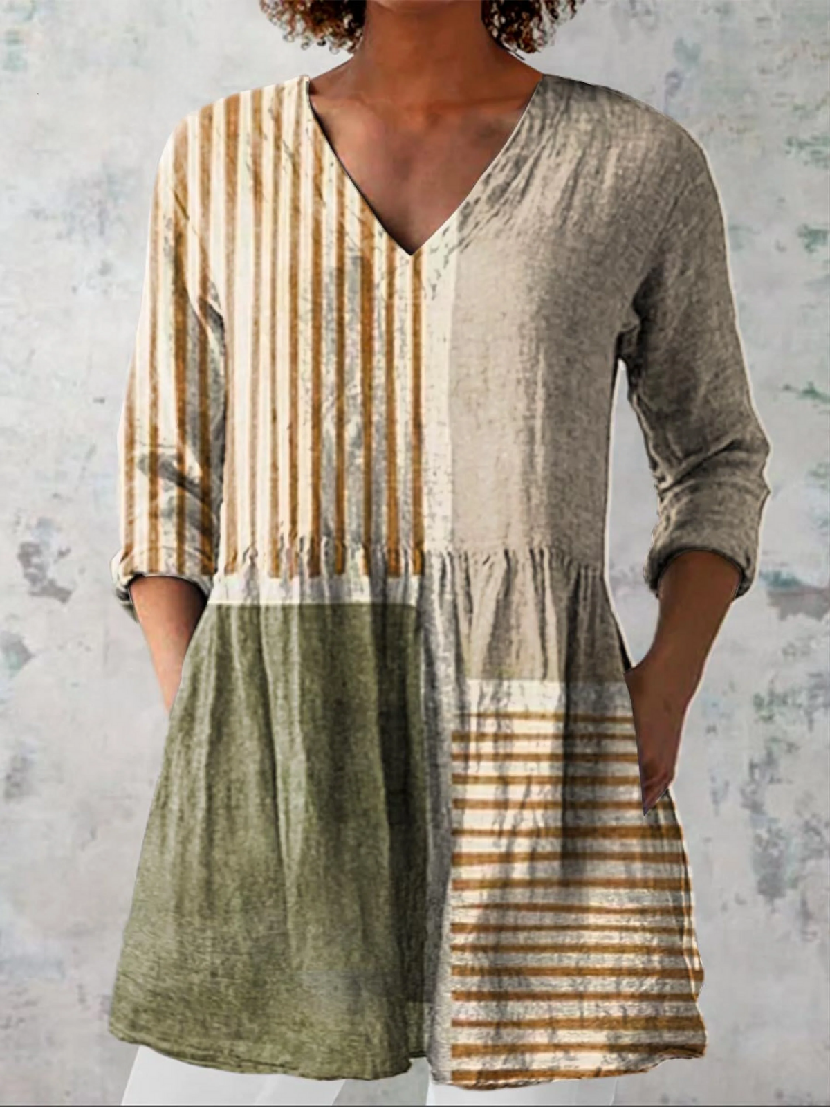 Amélie | Blouse Longue Col V Imprimée