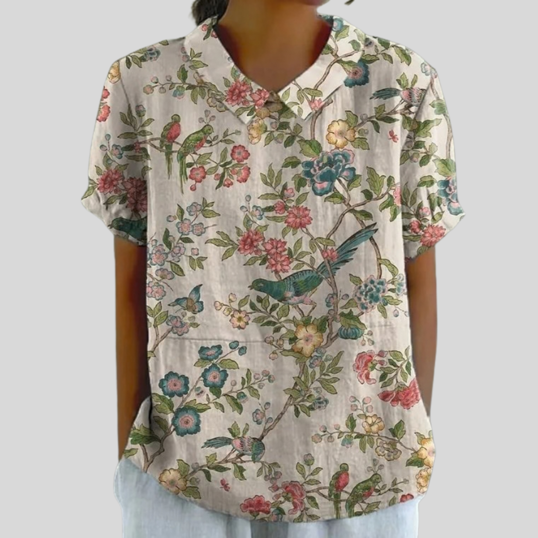 Joséphine | Blouse Florale Illustrée