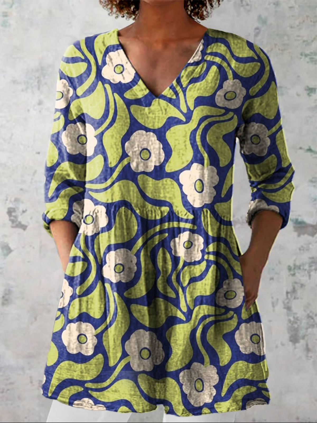 Monique | Blouse Longue Col Plongeant
