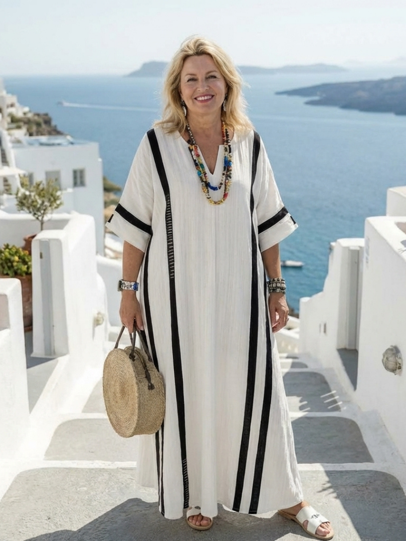Elvienne | Robe Maxi à Manches Courtes