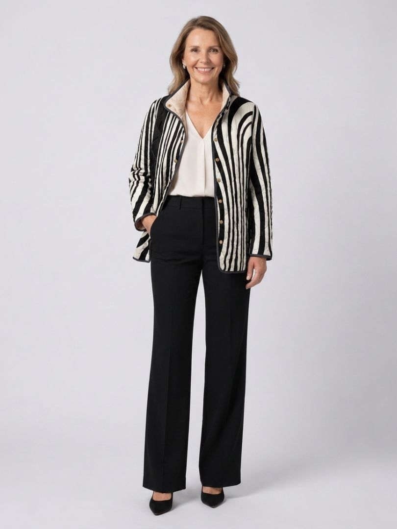 Sylvie | Veste Matelassée Graphique Zébrée
