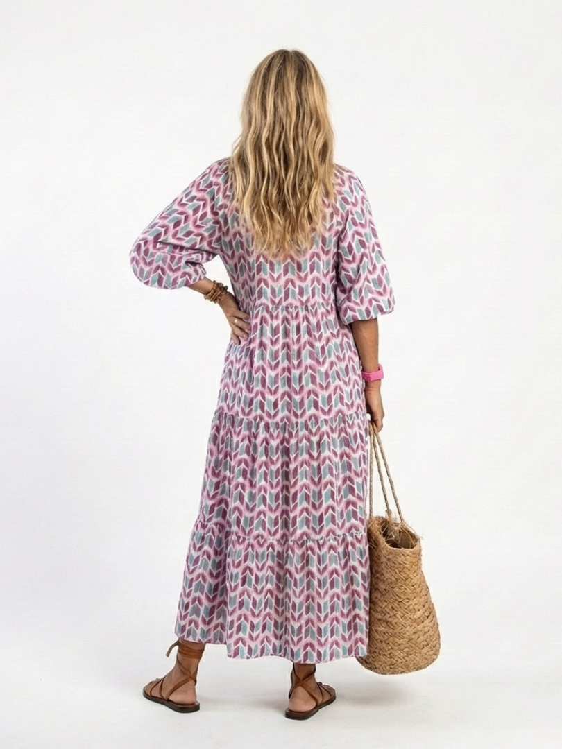 Mireya | Robe Maxi Bohème Imprimé Géométrique