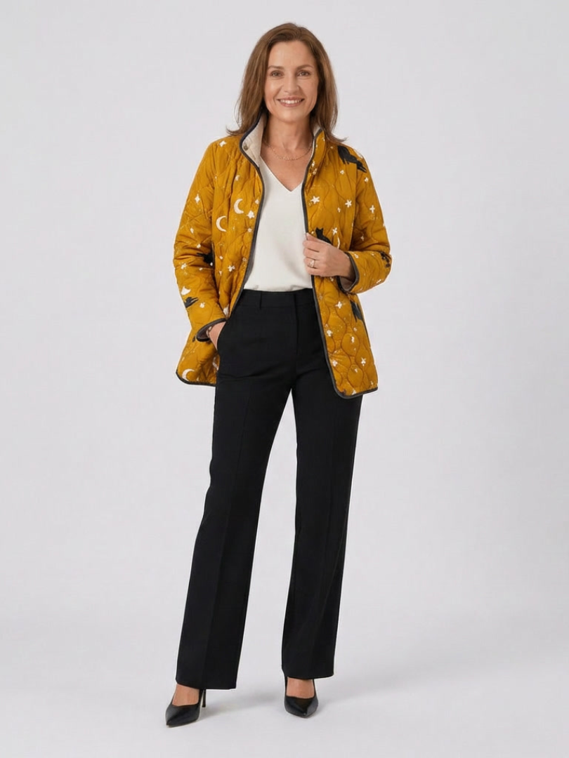 Nicole | Veste Matelassée Chats et Étoiles
