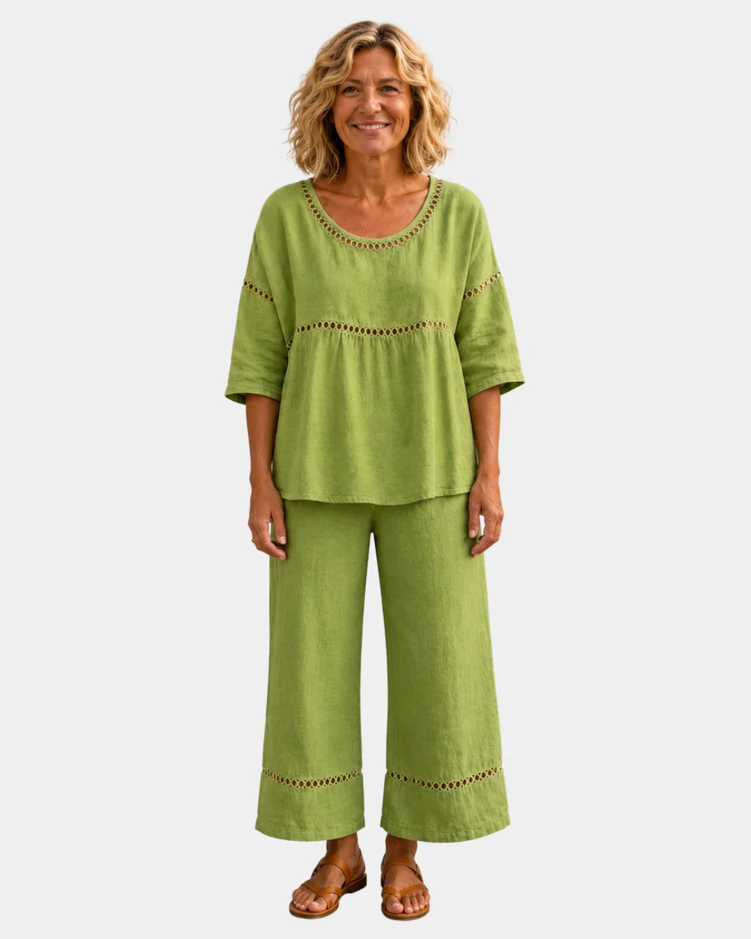 Bonne | Ensemble frais avec blouse et pantalon assortis