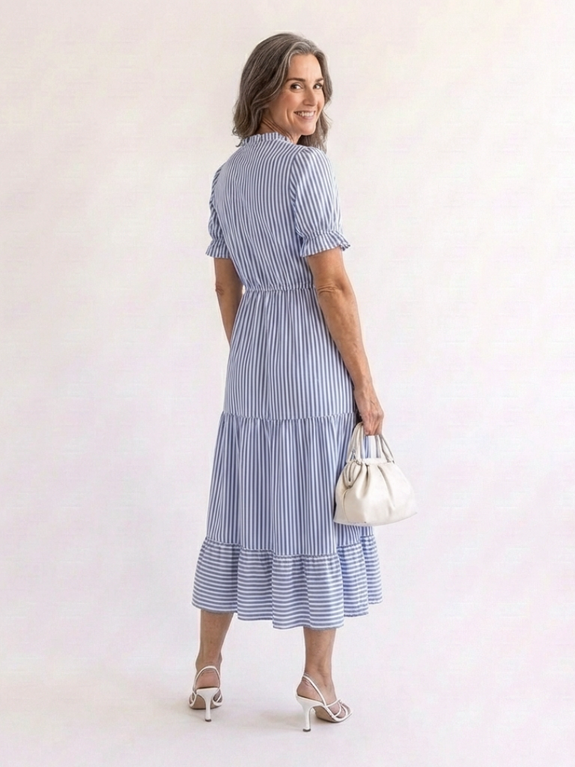 Marinette | Robe Midi Rayée Élégance Décontractée