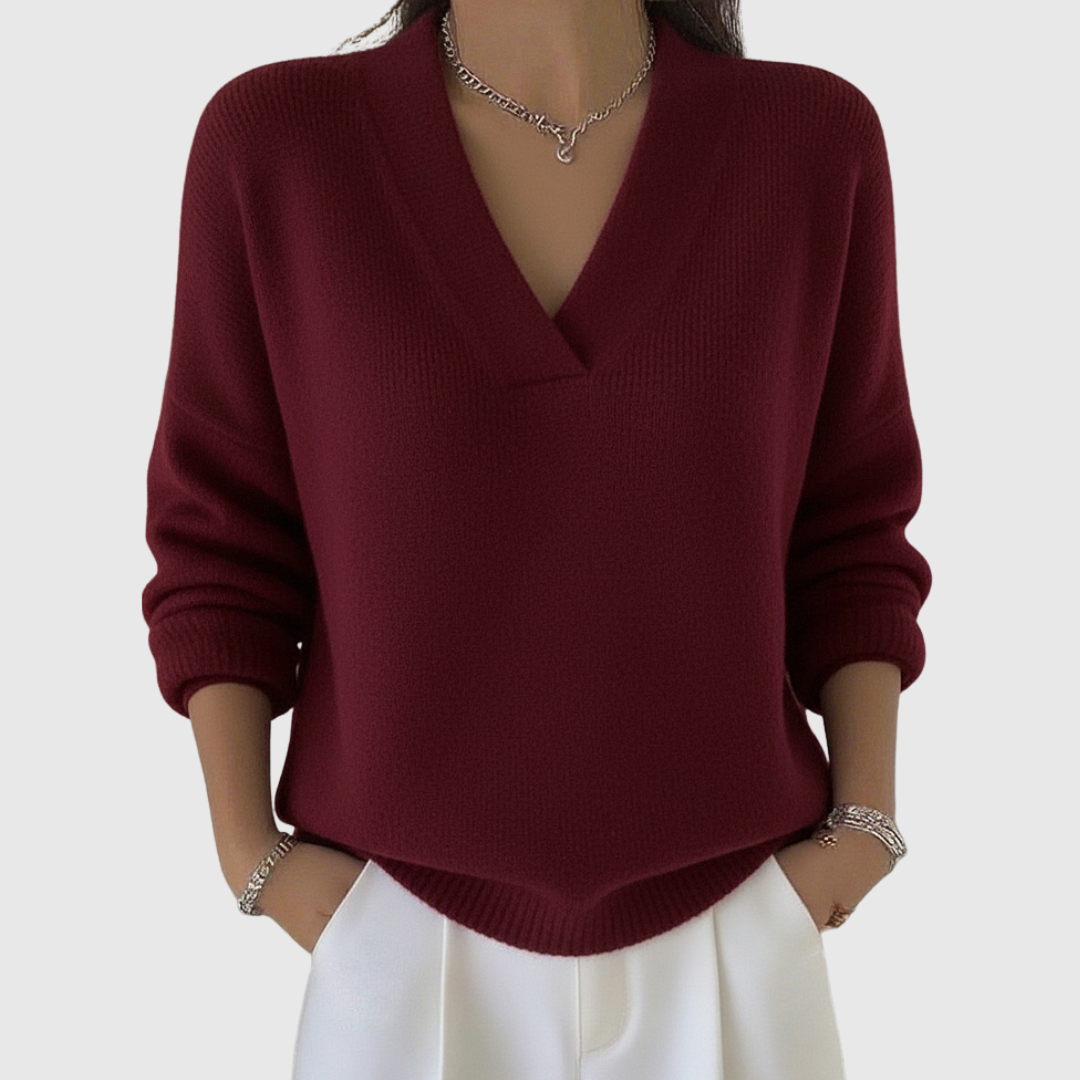Laurence | Pull Col V Élégant