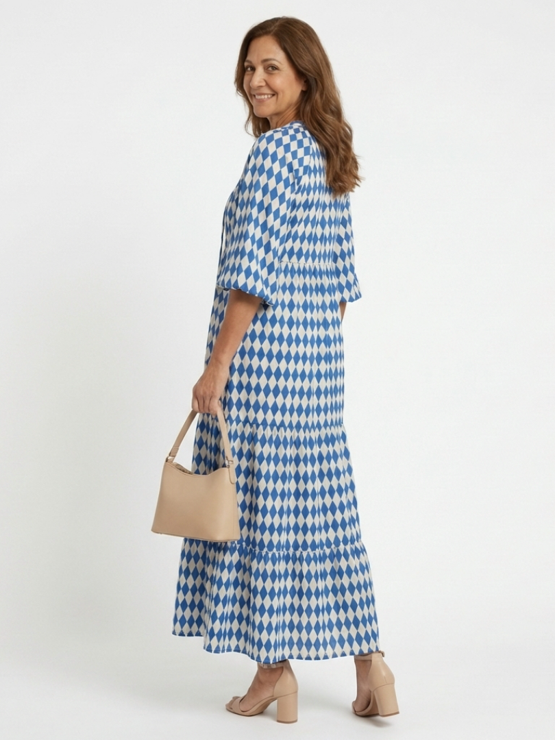 Clémence | Robe Maxi Graphique Élégance Moderne