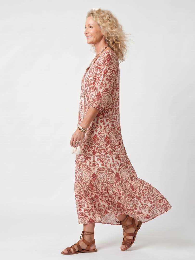 Lucie | Robe Midi Bohème à Pompons