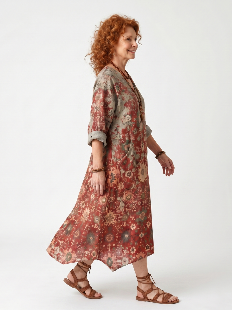 Sylvie | Robe Midi Imprimée à Poches