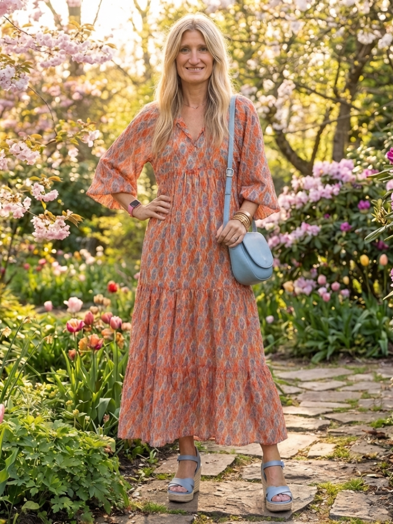 Amara | Robe Midi à Imprimé Géométrique