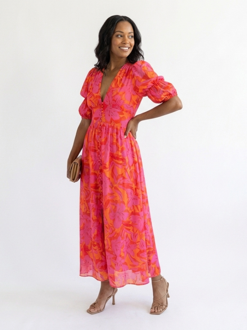 Flavie | Robe Maxi Fleurie Éclat Tropical