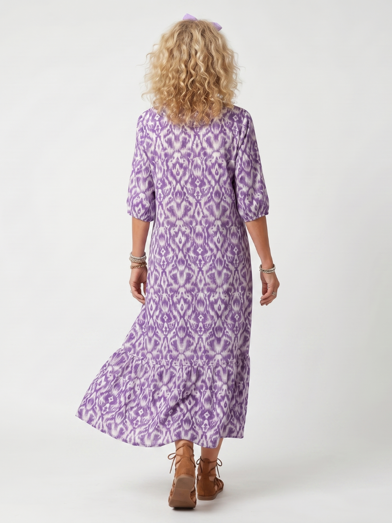 Brigitte | Robe Midi Imprimée à Pompons