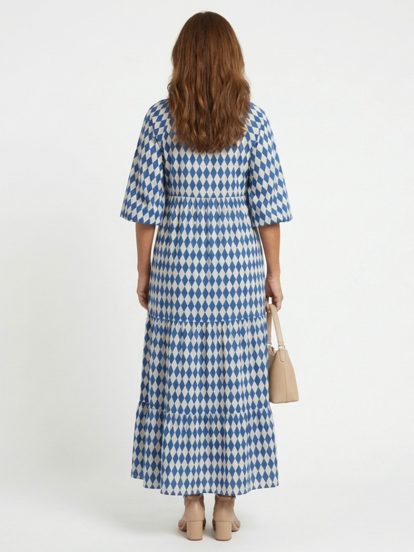 Clémence | Robe Maxi Graphique Élégance Moderne