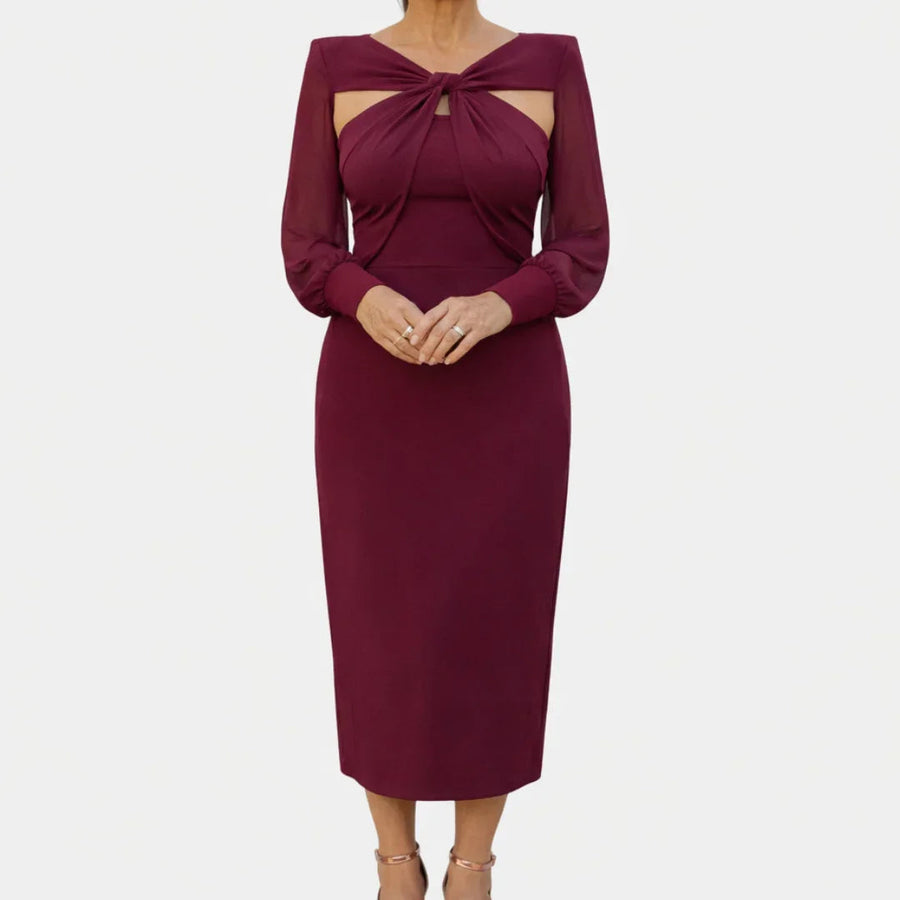 Lucie | Robe Midi Croisée avec Manches